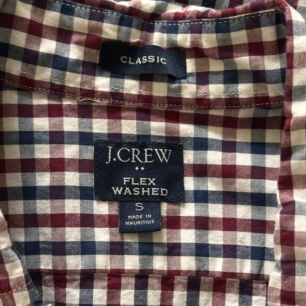 J.Crew Mens Lightweight Shirt Button Down Long Sleeve Gingham Checkered Sz S‎